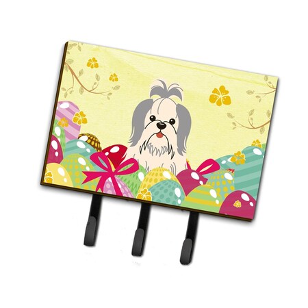 Carolines Treasures Easter Eggs Shih Tzu Silver & White Leash or Key Holder BB6085TH68